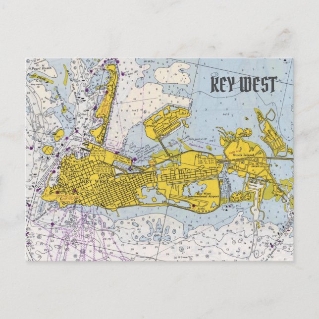 Key West Nautical Chart Map Postcard (Front)