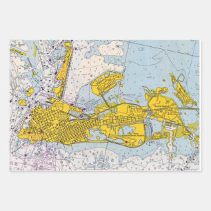 Key West Nautical Chart Map Wrapping Paper Sheet