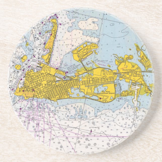 Key west Nautical Map Coaster (Front)