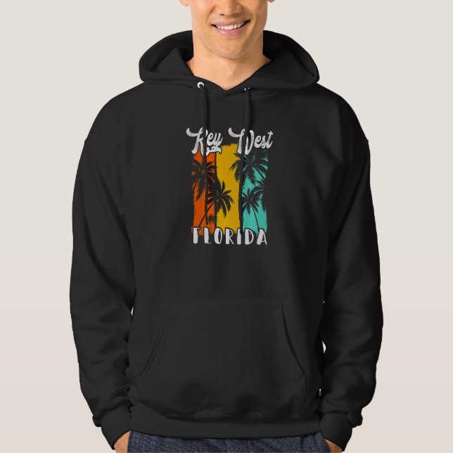 Key West Palm Trees Beach Florida Retro Vacation F Hoodie (Front)
