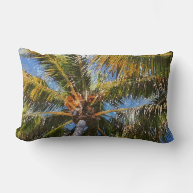 Key West Palm Trees Lumbar Throw Pillow (Front)