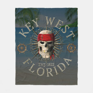 Key West Pirate Skull Fleece Blanket