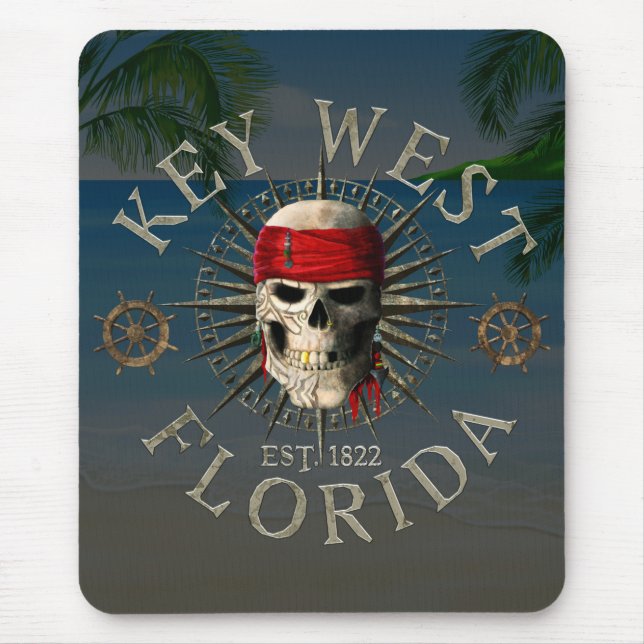 Key West Pirate Skull Mouse Pad (Front)