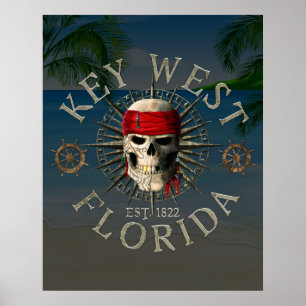 Key West Pirate Skull Poster
