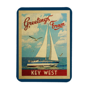 Key West Sailboat Vintage Travel Florida Magnet