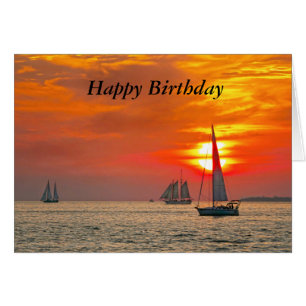 Key West Sailboats Sunset Happy Birthday