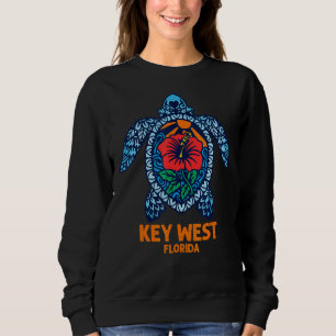 Key West Sea Turtle Florida Turtle Hibiscus Flower Sweatshirt