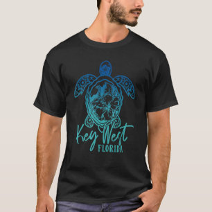 Key West Sea Turtles Florida Marine Turtle Flower  T-Shirt