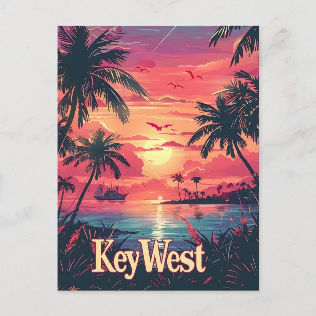 Key West Serenity: Tropical Sunset Postcard (Front)