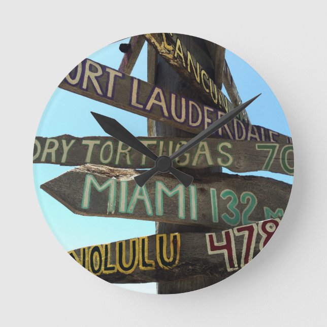 Key West Signs Round Clock (Front)