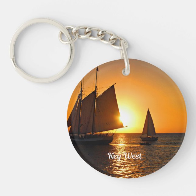 Key West, sunset and sailboats, Key Ring (Front)