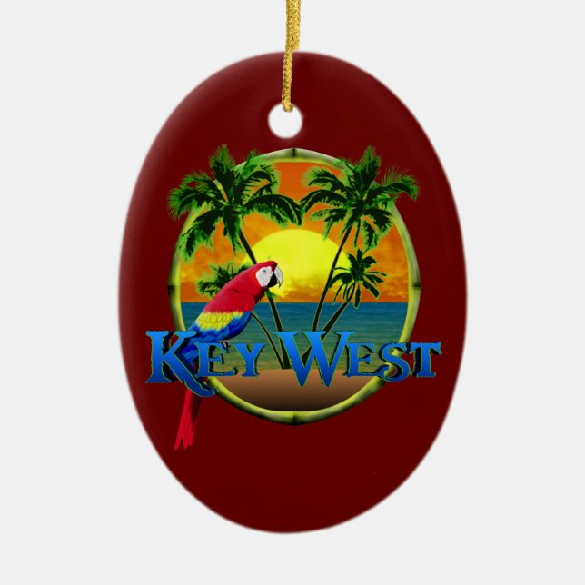 Key West Sunset Ceramic Tree Decoration (Front)