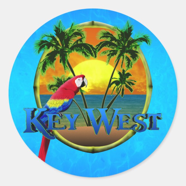 Key West Sunset Classic Round Sticker (Front)