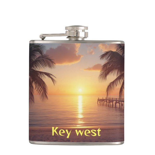 Key west sunset hip flask (Front)