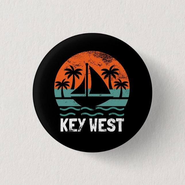 Key West Sunset Retro Vacation 3 Cm Round Badge (Front)