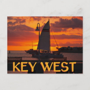 Key West Sunset with Boats Postcard