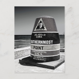 Key West to Cuba Southernmost Distance Marker Postcard