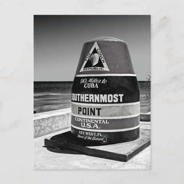 Key West to Cuba Southernmost Distance Marker Postcard (Front)