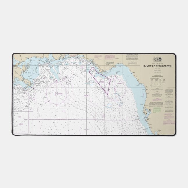 Key West to the Mississippi River Nautical Chart Desk Mat (Front)