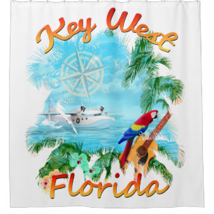 Key West Tropical Rock Shower Curtain