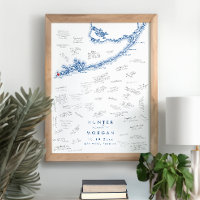 Key West Wedding Modern Navy Guest Book Poster