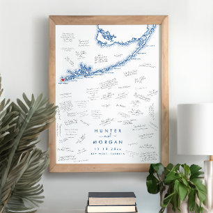 Key West Wedding Modern Navy Guest Book Poster