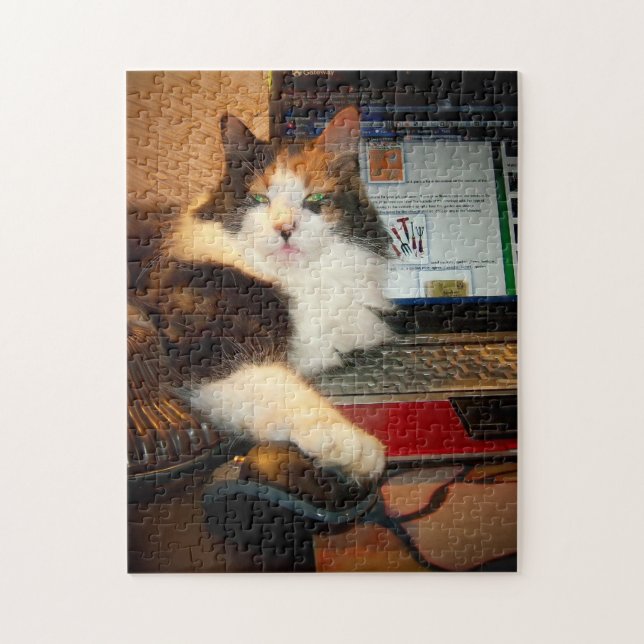 Keyboard Calico Kitty Jigsaw Puzzle (Vertical)