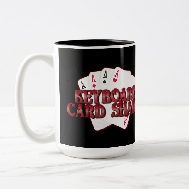Keyboard Card Shark Two-Tone Coffee Mug (Left)