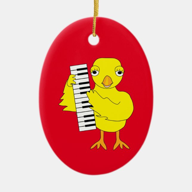 Keyboard Chick Text Ceramic Ornament (Front)