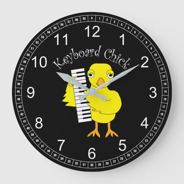 Keyboard Chick Text Large Clock (Front)