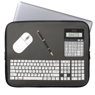 Keyboard, Mouse, Calculator and Pen graphic Laptop Sleeve