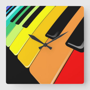 Keyboard Music Party Colours Wall Clock