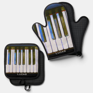 Keyboard oven mitt & pot holder set
