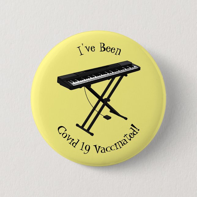 Keyboard piano cartoon illustration 6 cm round badge (Front)