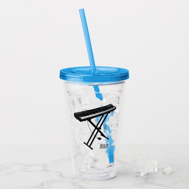 Keyboard piano cartoon illustration acrylic tumbler (Front Ice)