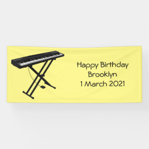 Keyboard piano cartoon illustration banner