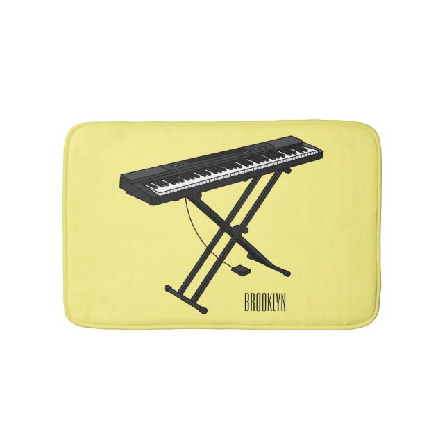 Keyboard piano cartoon illustration bath mat (Front)