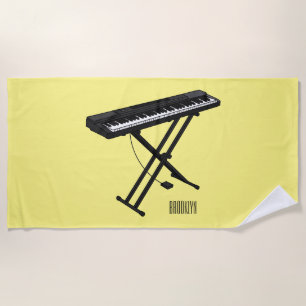 Keyboard piano cartoon illustration beach towel