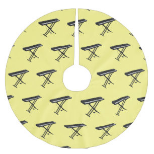 Keyboard piano cartoon illustration brushed polyester tree skirt