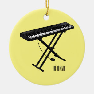 Keyboard piano cartoon illustration ceramic ornament