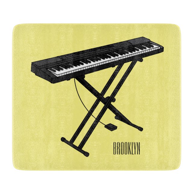 Keyboard piano cartoon illustration cutting board (Front)