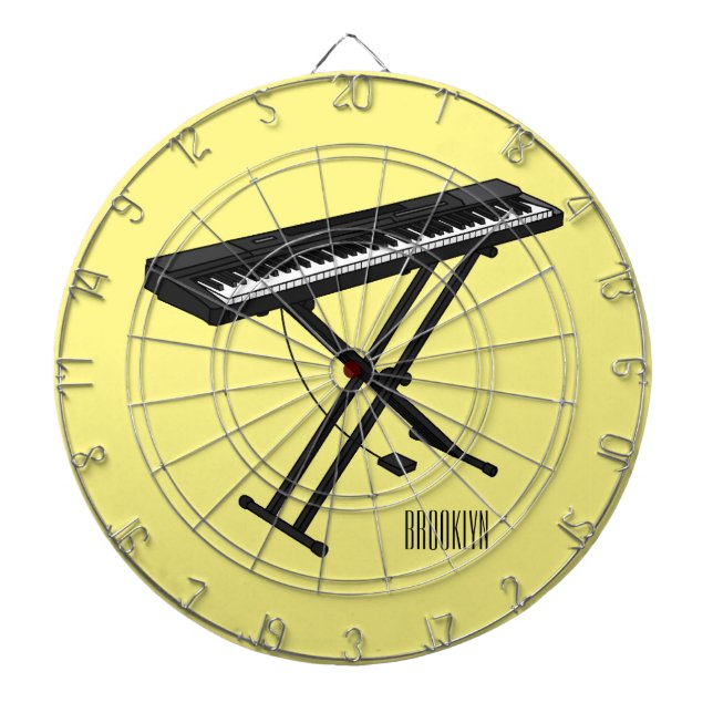 Keyboard piano cartoon illustration dartboard (Front)