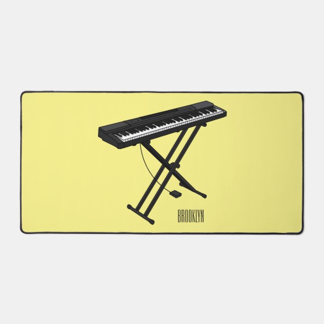 Keyboard piano cartoon illustration desk mat (Front)