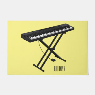 Keyboard piano cartoon illustration doormat