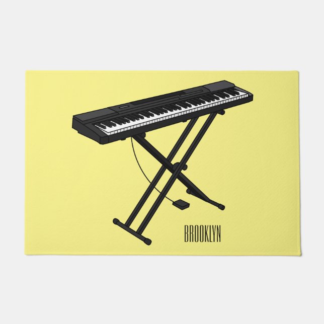 Keyboard piano cartoon illustration doormat (Front)