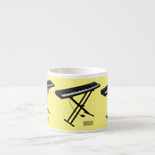 Keyboard piano cartoon illustration espresso cup