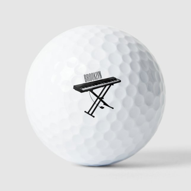 Keyboard piano cartoon illustration golf balls (Front)