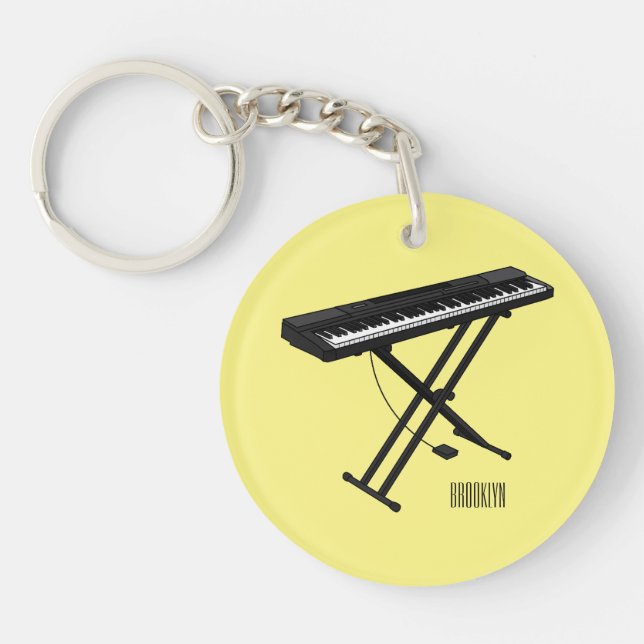 Keyboard piano cartoon illustration key ring (Front)