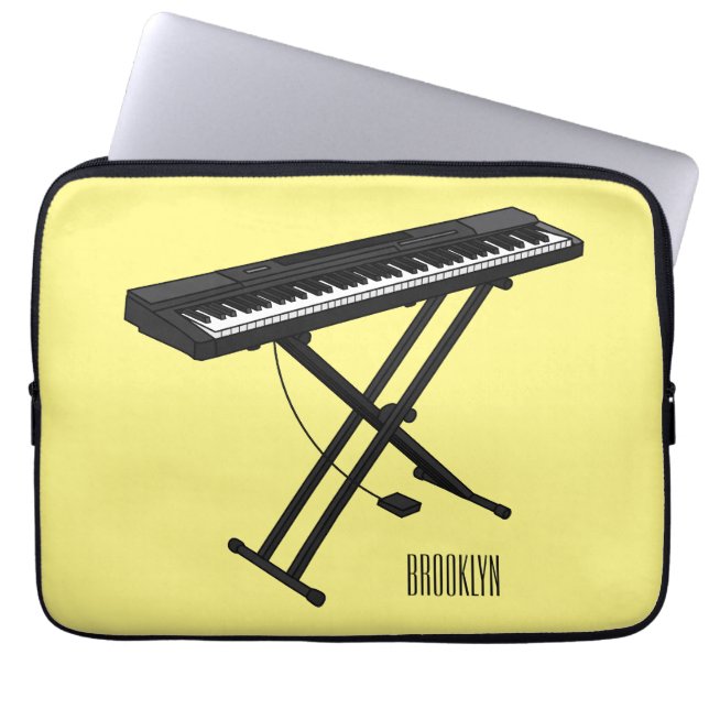 Keyboard piano cartoon illustration laptop sleeve (Front)