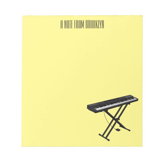 Keyboard piano cartoon illustration notepad (Front)